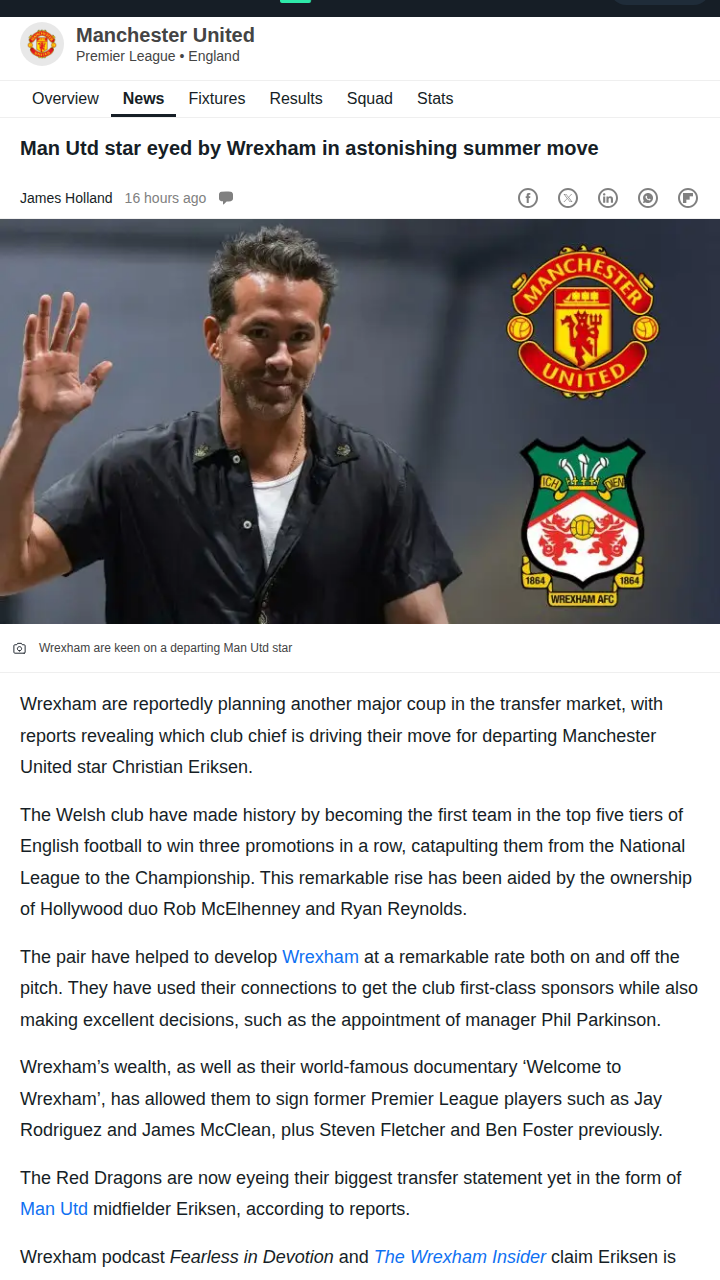 Eriksen to Wrexham: Real or Just Hype?
