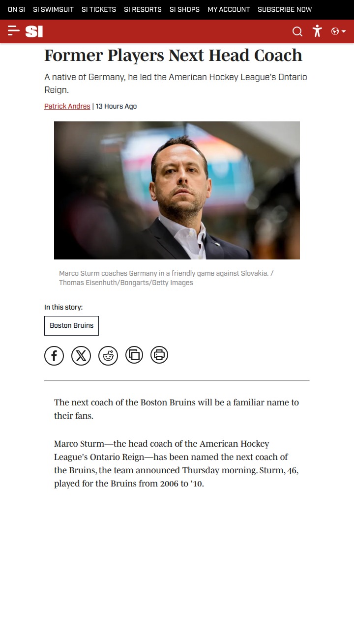 Marco Sturm Returns to Lead the B’s