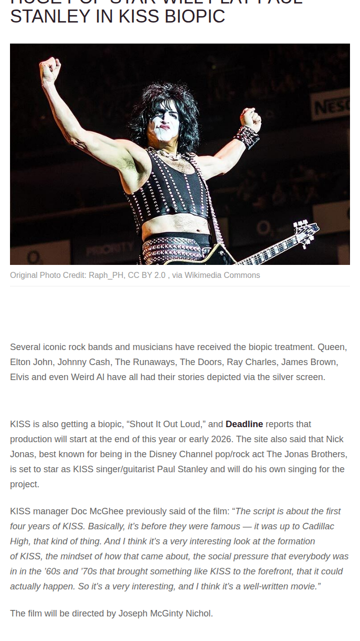 Nick Jonas as Paul Stanley?! 🎸