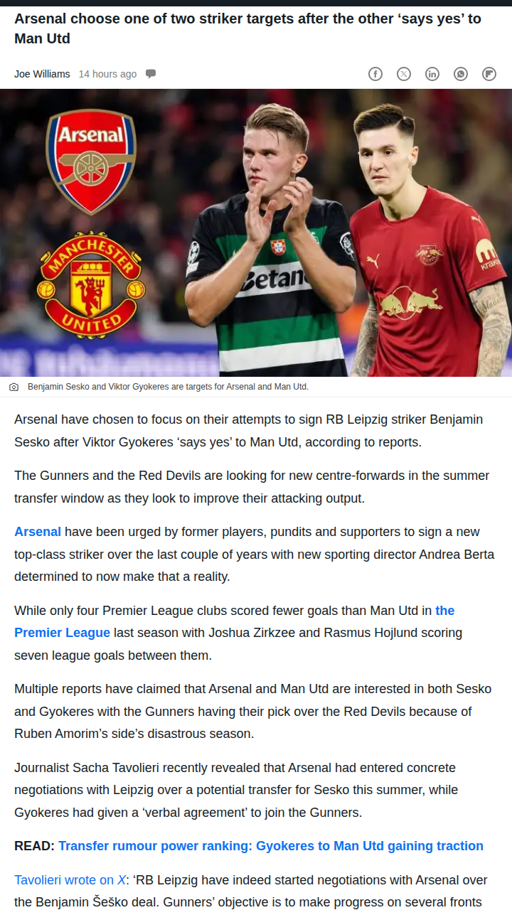 Gunners Go All-In on Sesko After Gyokeres Twist