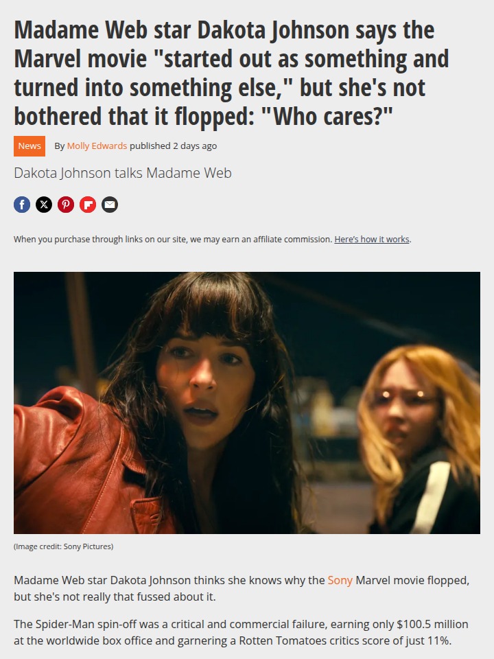 Dakota Johnson Unbothered by Madame Web Flop 😅