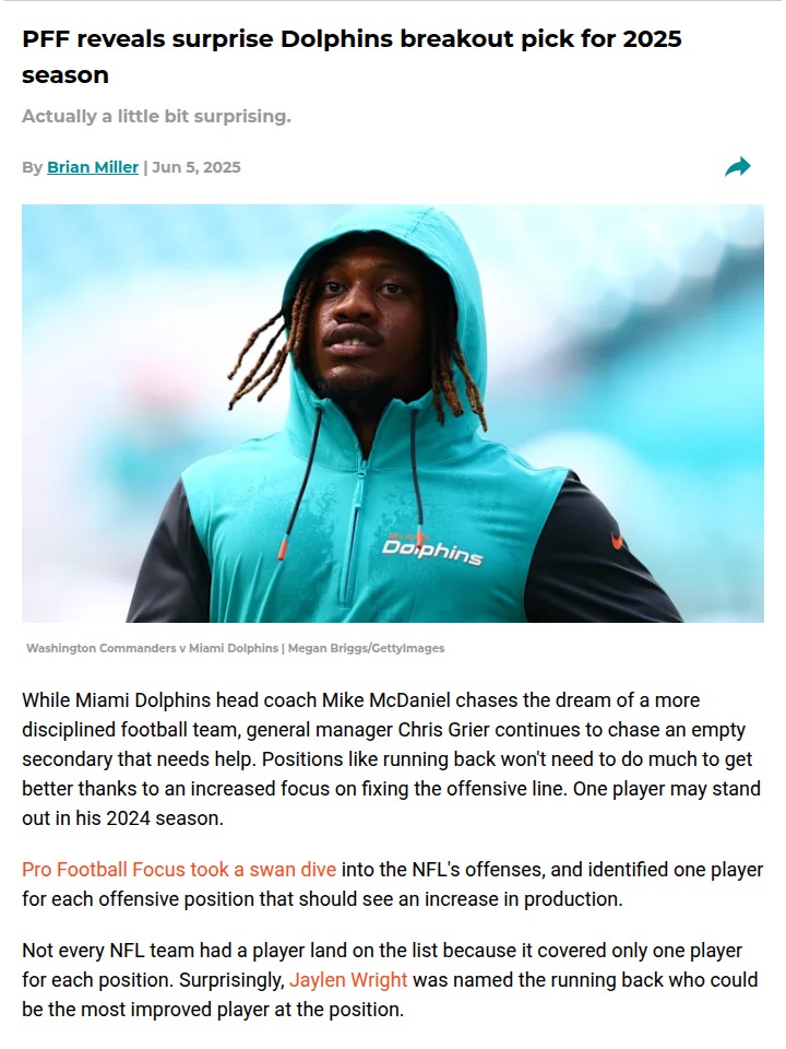 Jaylen Wright: Fins’ Secret Weapon in 2025?