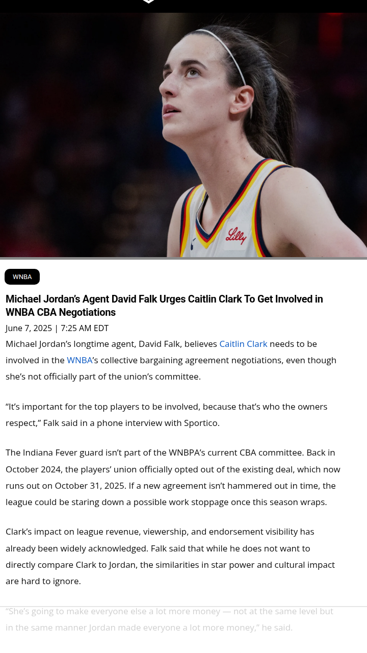 Should Caitlin Clark Join CBA Talks?