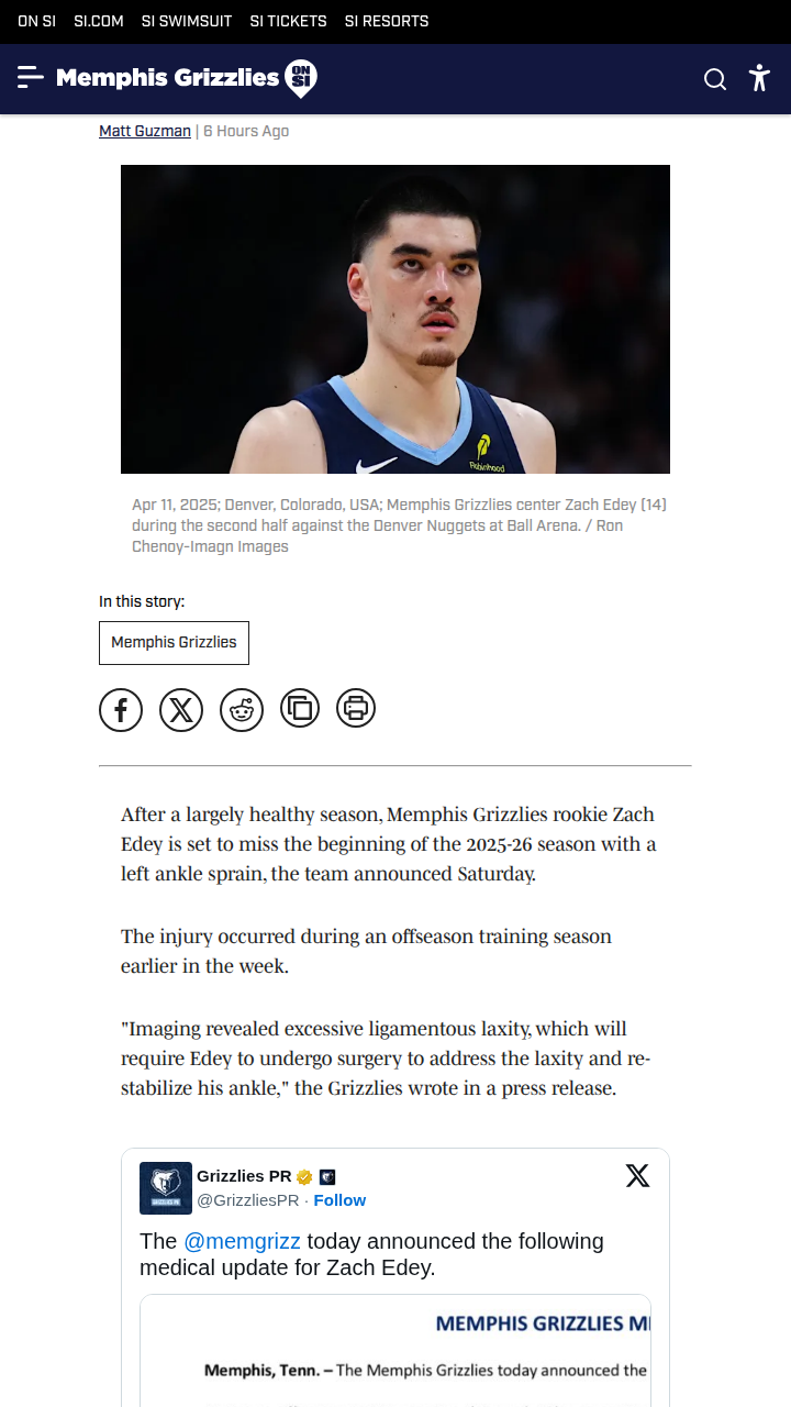 Big Edey Setback: Grizz Fans Sound Off