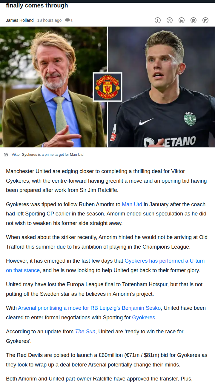 Gyokeres U-Turn: Red Devils’ New No.9?
