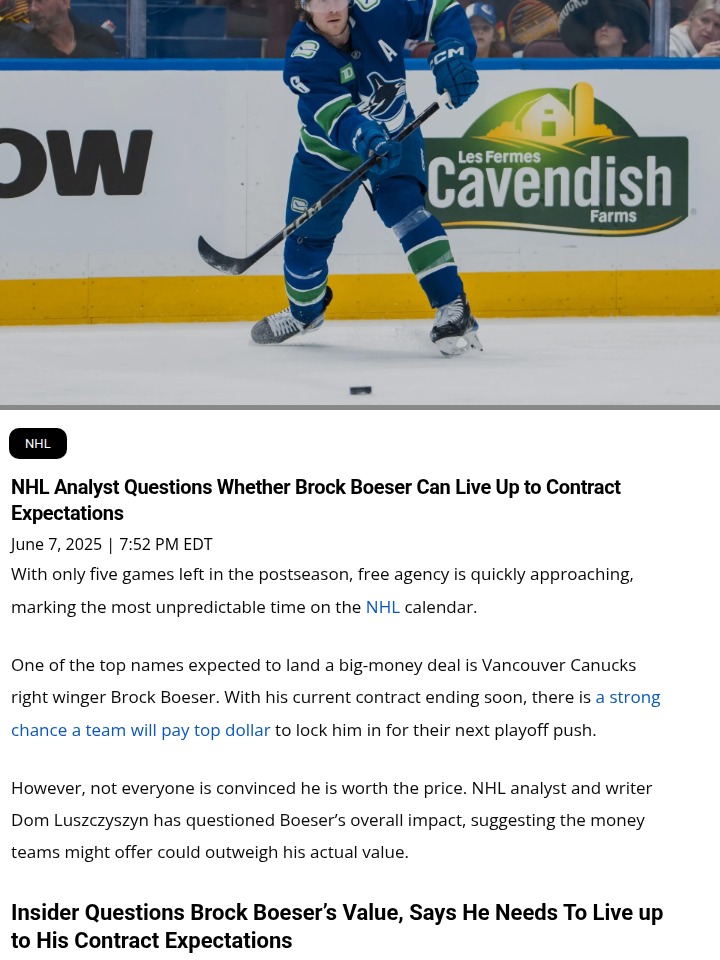 Is Boeser Worth Top Dollar This Offseason?