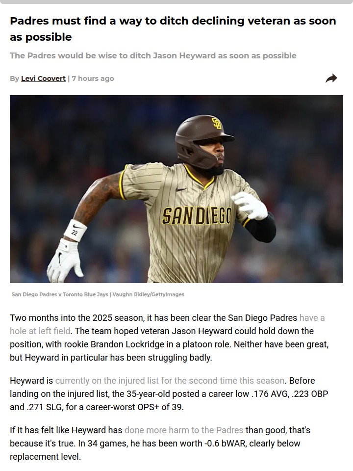 Is It Time for the Padres to Move On from Heyward?