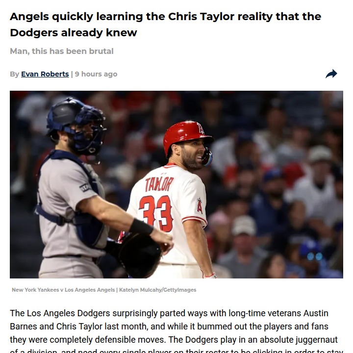 Chris Taylor: Angels’ Gamble Not Paying Off