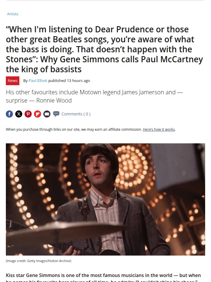 Gene Simmons Calls McCartney the Bass GOAT 🎸