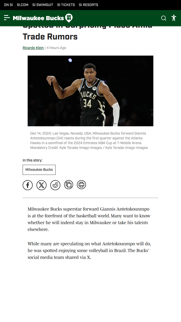 Greek Freak’s Brazil Sighting Fuels Trade Buzz