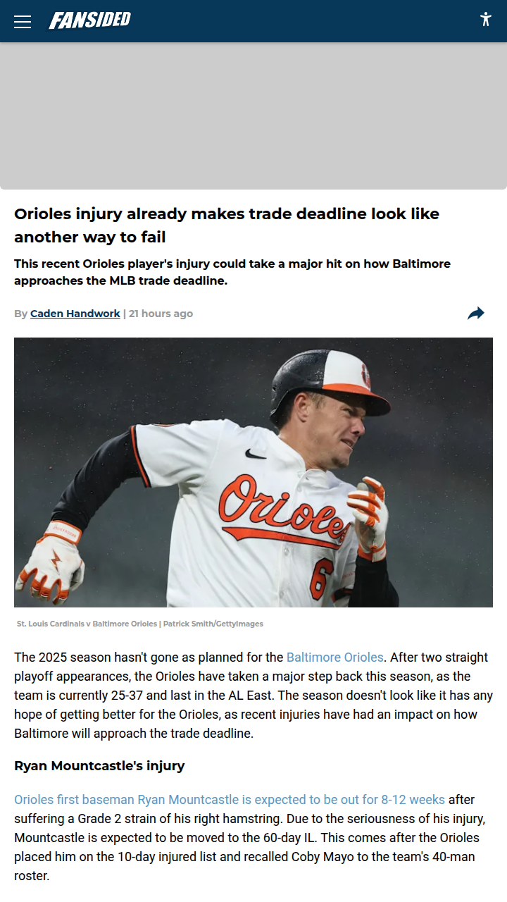 Mountcastle Injury Sinks O’s Trade Hopes
