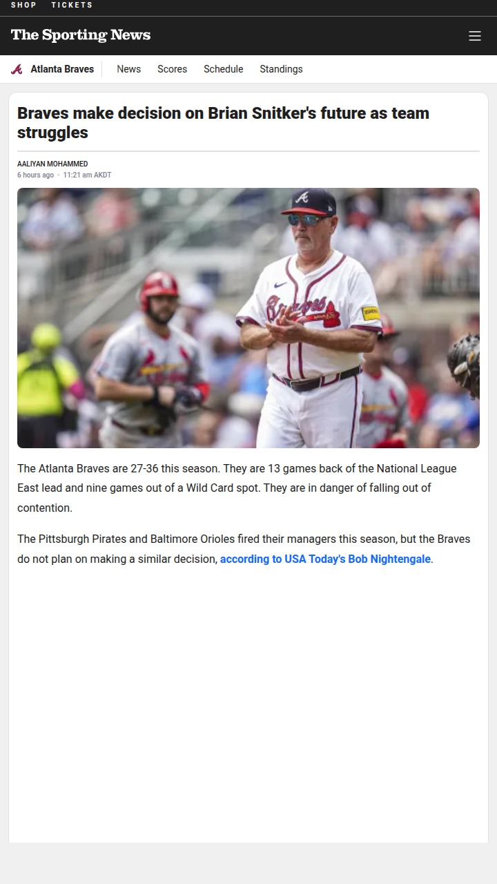 Snitker Stays: Braves’ Skipper Gets Last Dance