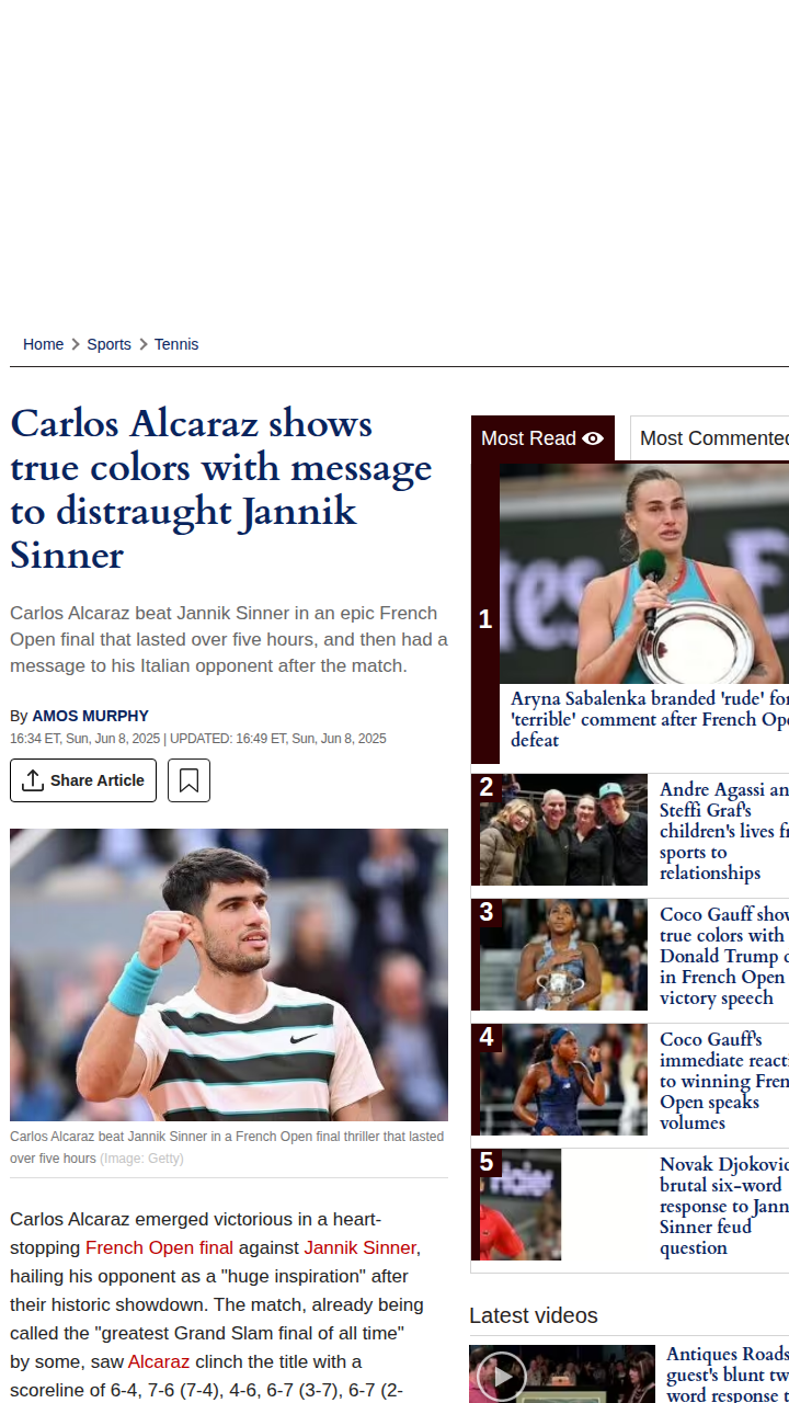 Alcaraz vs. Sinner: Instant Classic at Roland-Garros