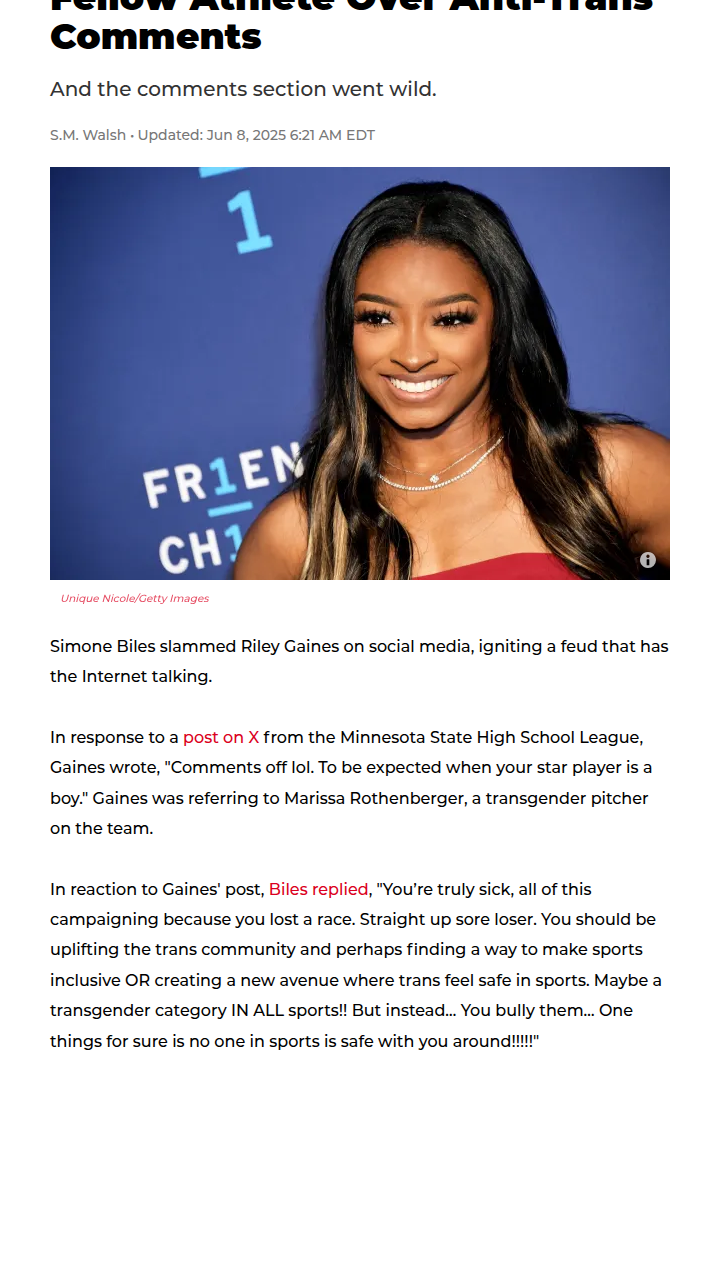 Simone Biles Claps Back at Riley Gaines