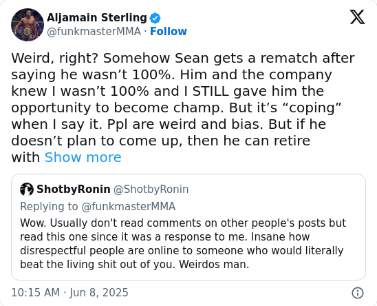 Sterling Calls Out Suga’s Rematch Privilege