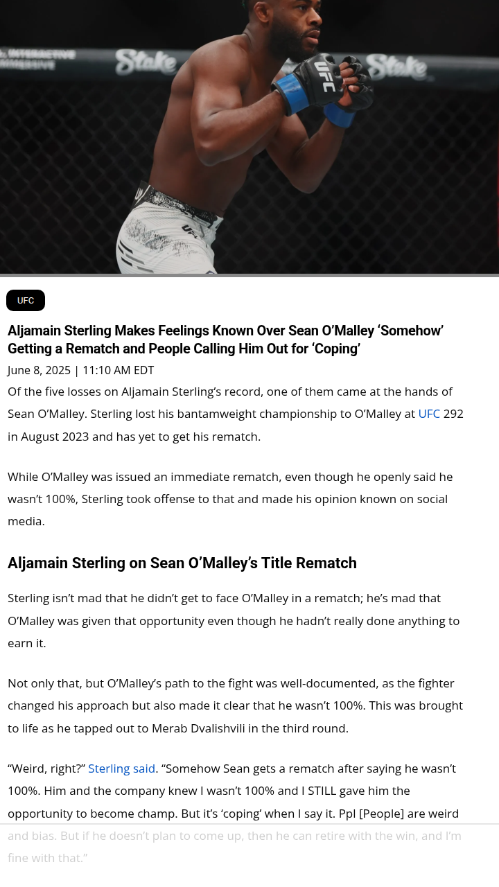 Sterling Calls Out Suga’s Rematch Privilege