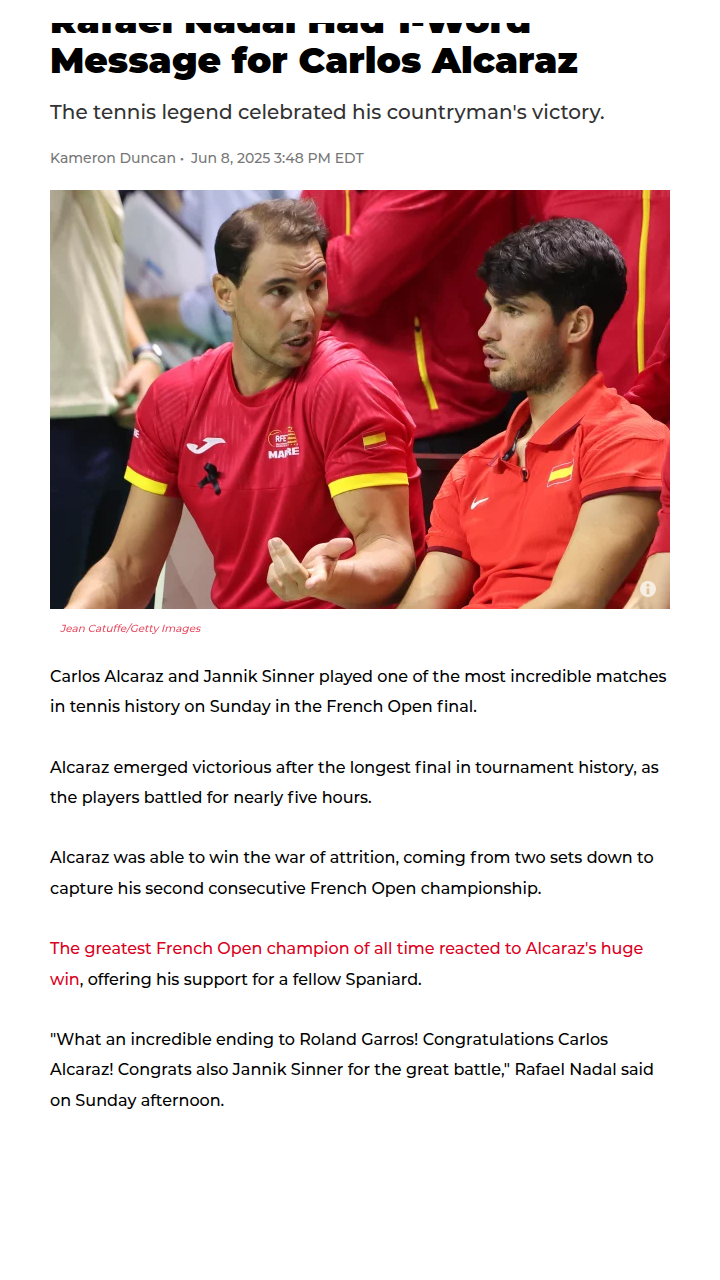 Alcaraz Outlasts Sinner—Nadal Reacts!