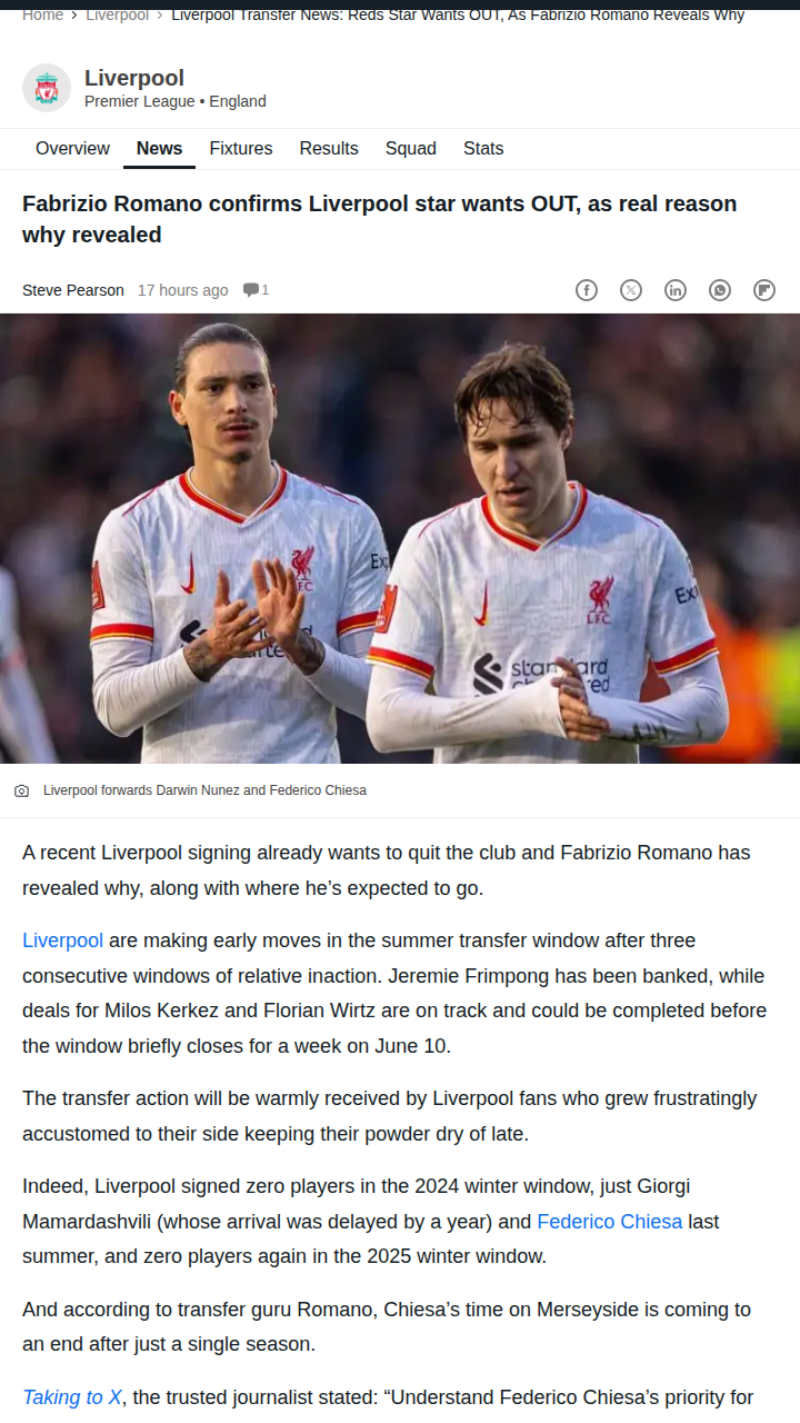 Chiesa Set for Anfield Exit—What’s Next?