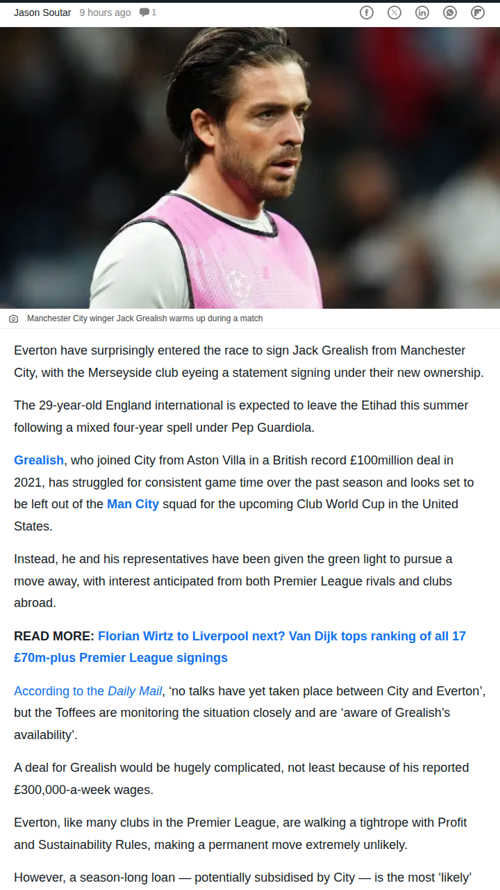 Could Grealish Really Join the Toffees?