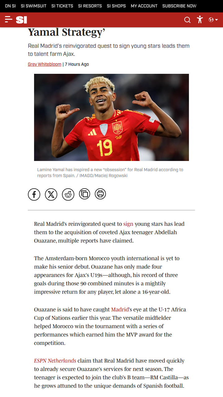 Madrid Snags Ajax Wonderkid—Yamal Effect?