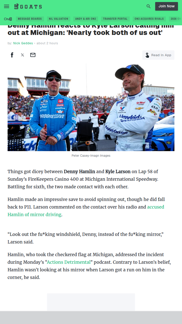 Hamlin vs. Larson: Michigan Mayhem!