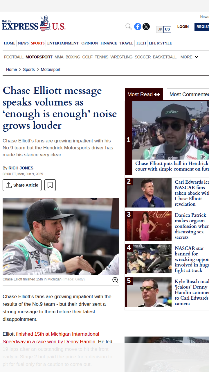Chase Elliott Stands by His Crew Chief