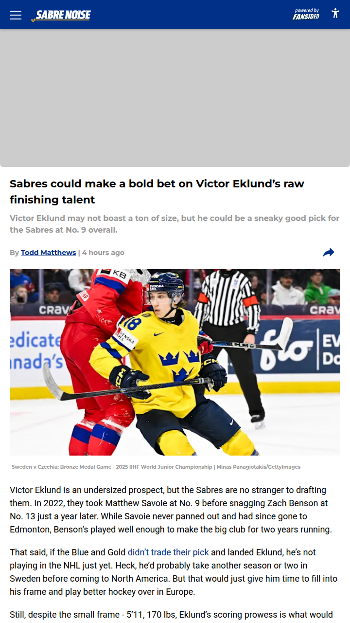 Could Eklund Be Buffalo’s Next Hidden Gem?