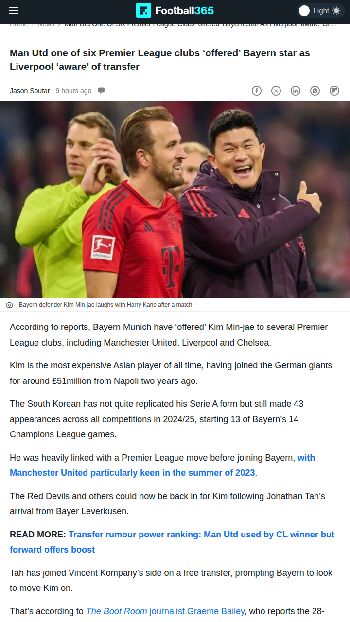 Kim Min-jae Premier League Bound?