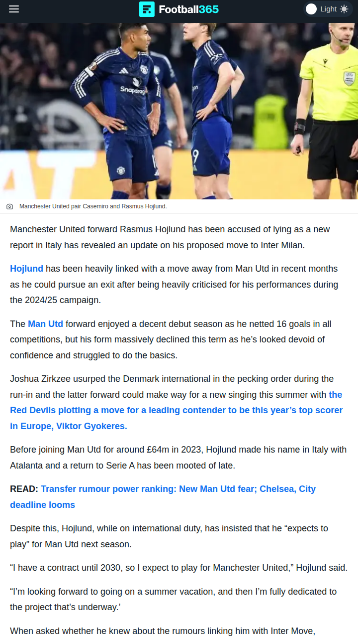 Hojlund to Inter? Reality vs. Rumors