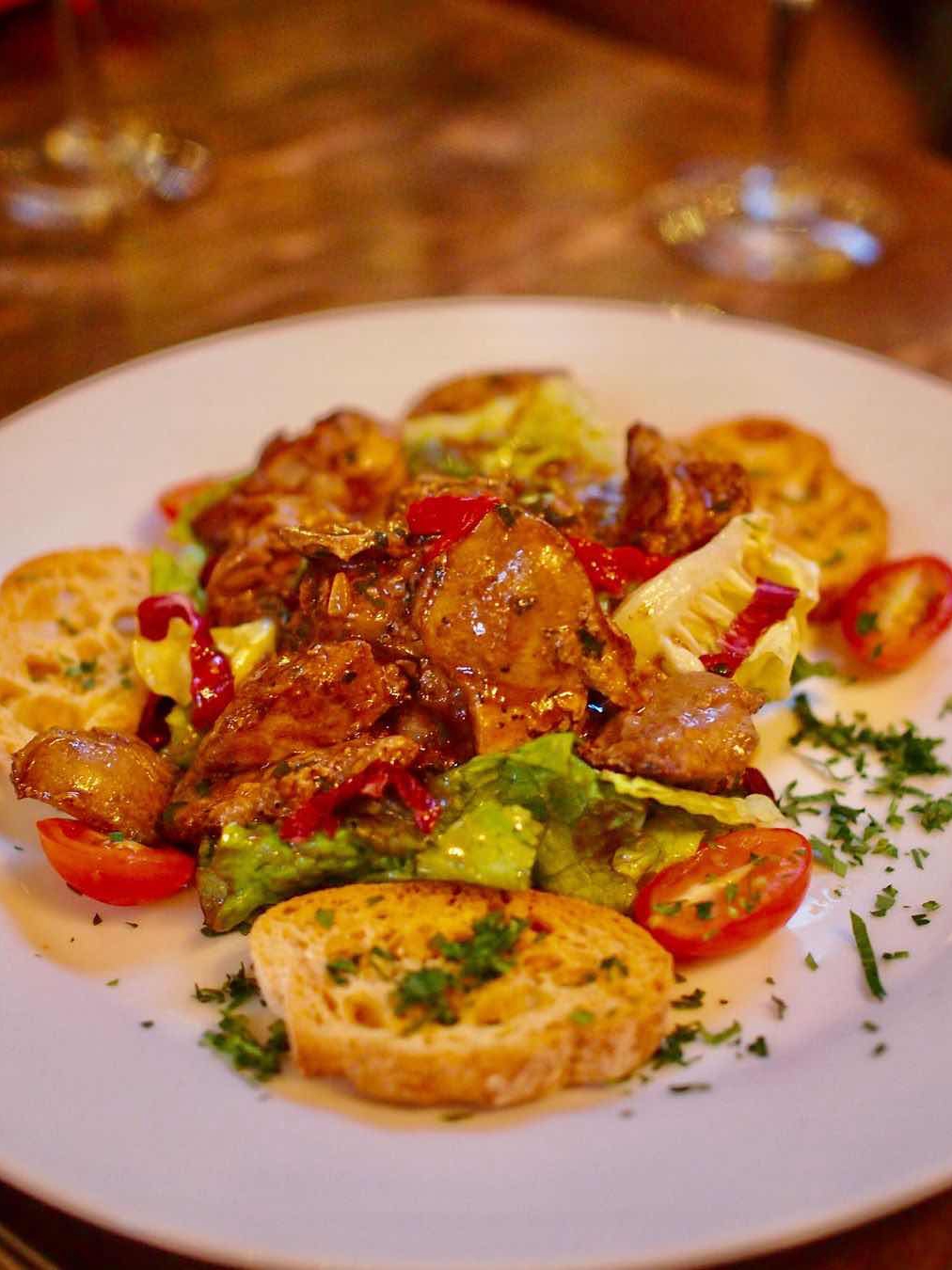 Chicken Liver Salad in a French Restaurant 😍