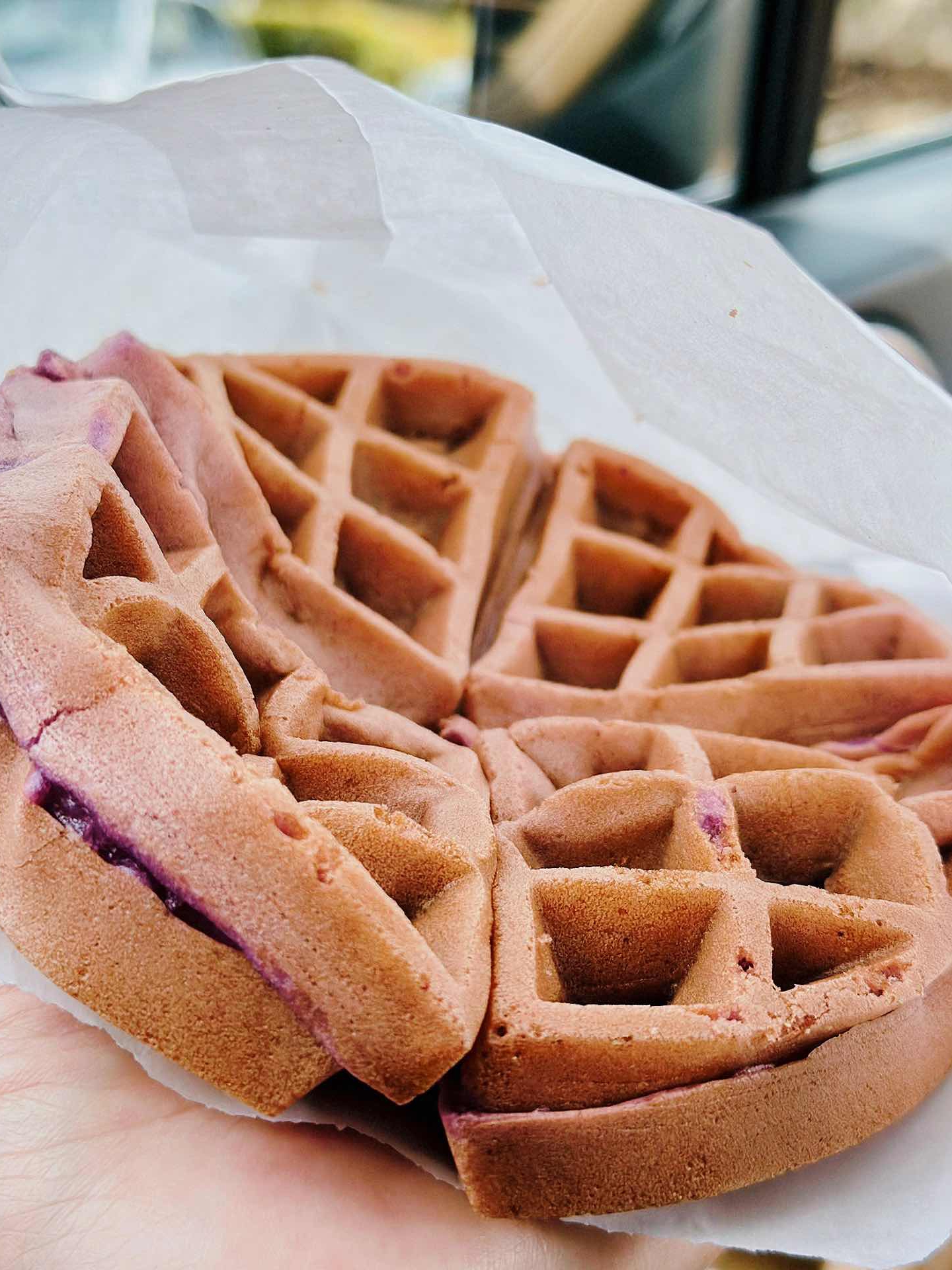 Mochi Waffle - Sticky Rice Waffle & Purple Yam Coffee