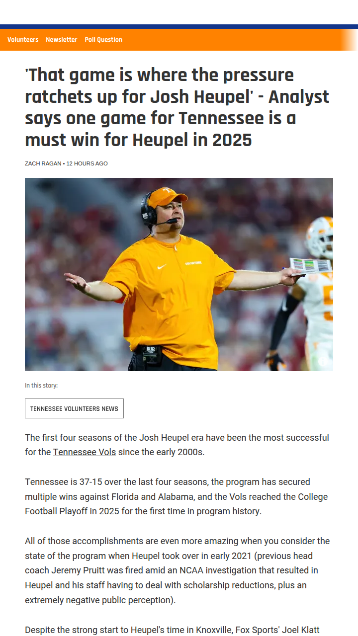 Heupel's legacy rides on beating OU