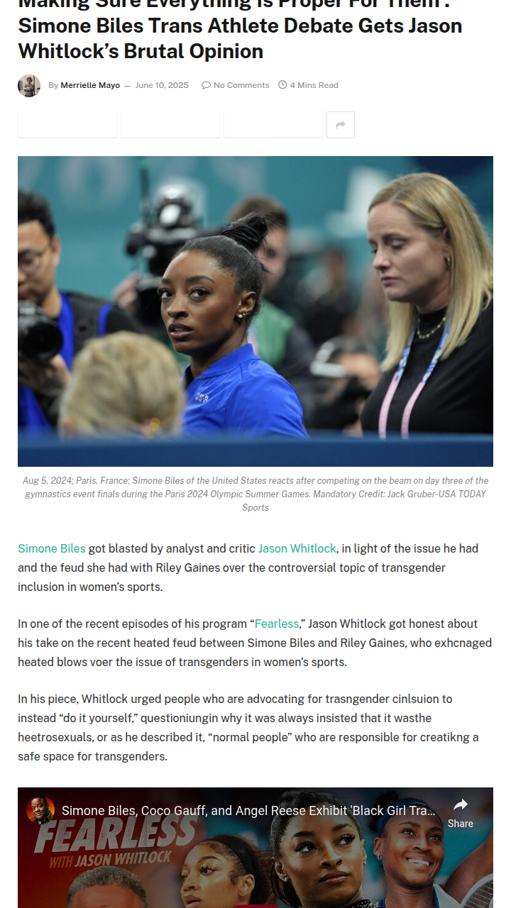 Simone Biles vs. Riley Gaines: Debate Heats Up