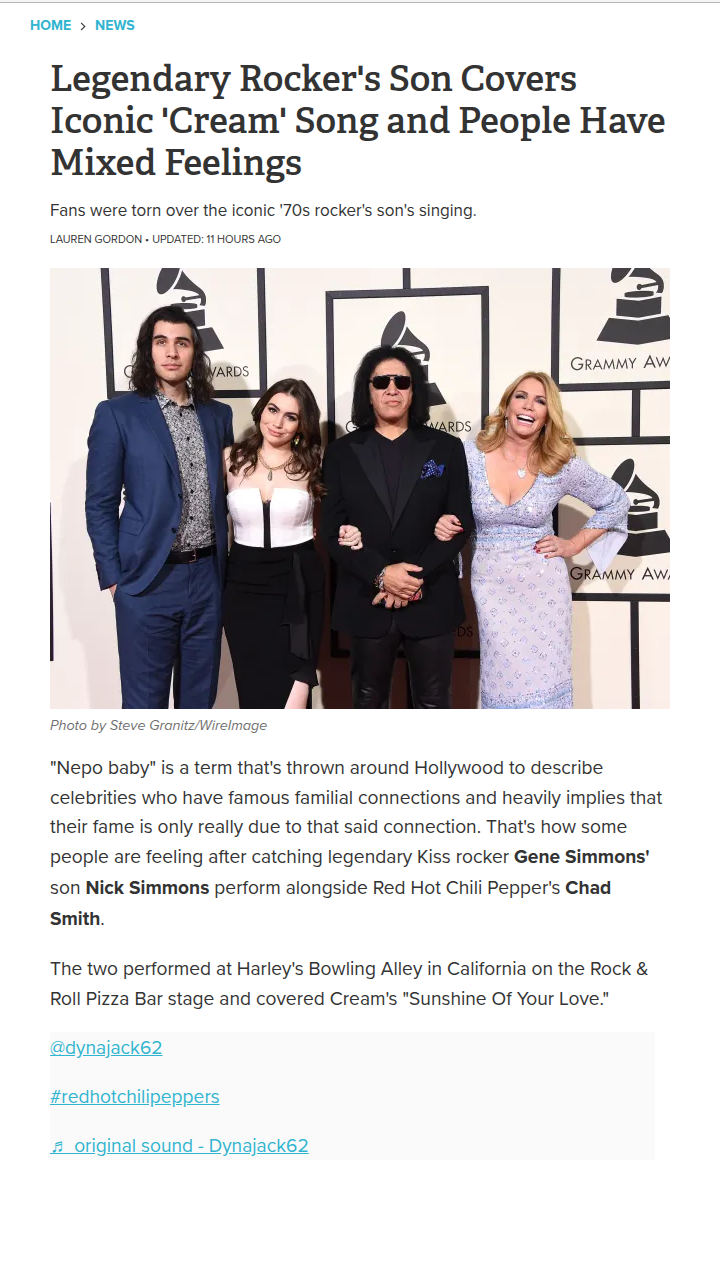Gene Simmons' Son's Cover Sparks Debate 🎤