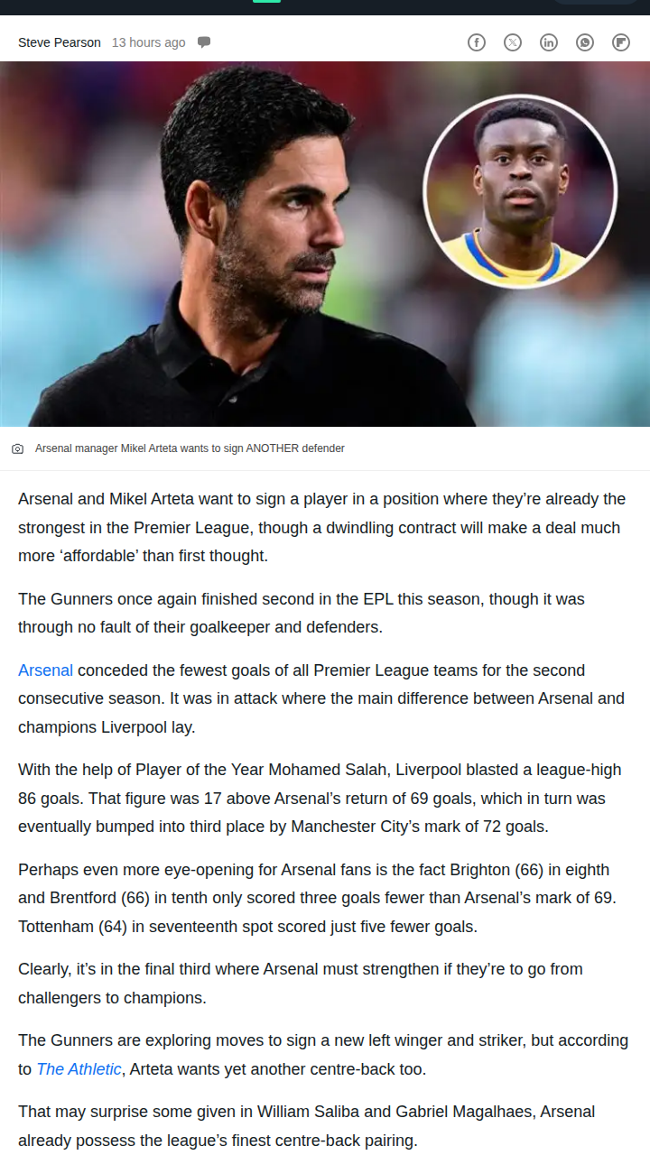 Gunners Eye Palace Star—But Do We Need Him?