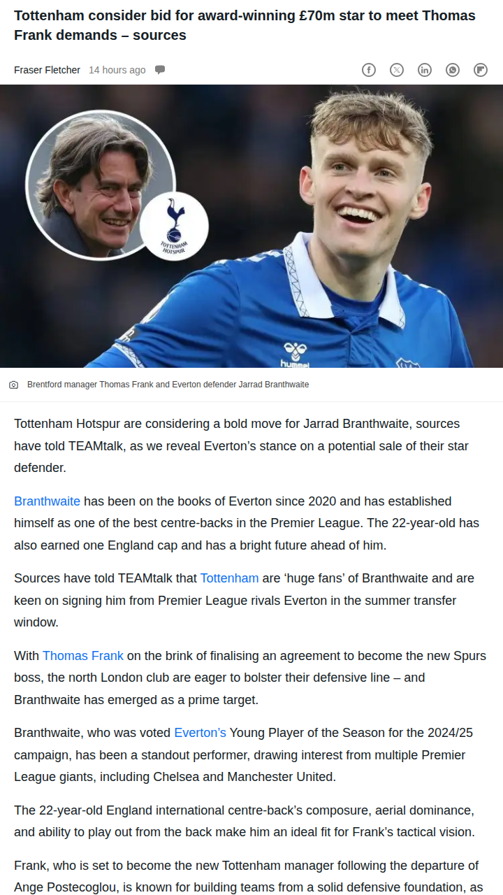 Spurs Eye Branthwaite: Levy’s £70m Gamble?