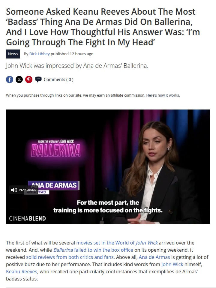 Keanu’s Sweetest Ana de Armas Praise 🥋