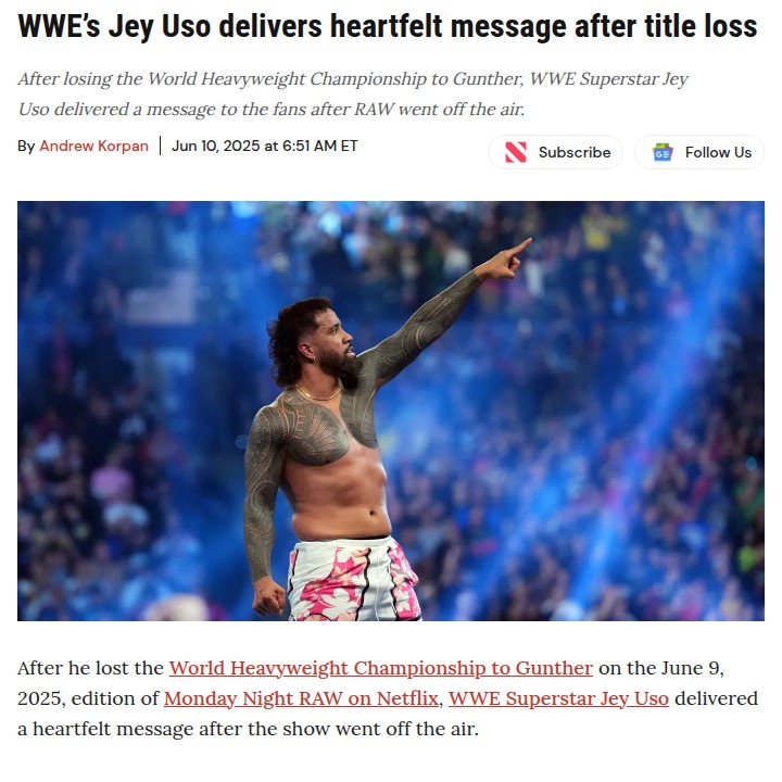 Jey Uso’s Emotional Post-RAW Moment
