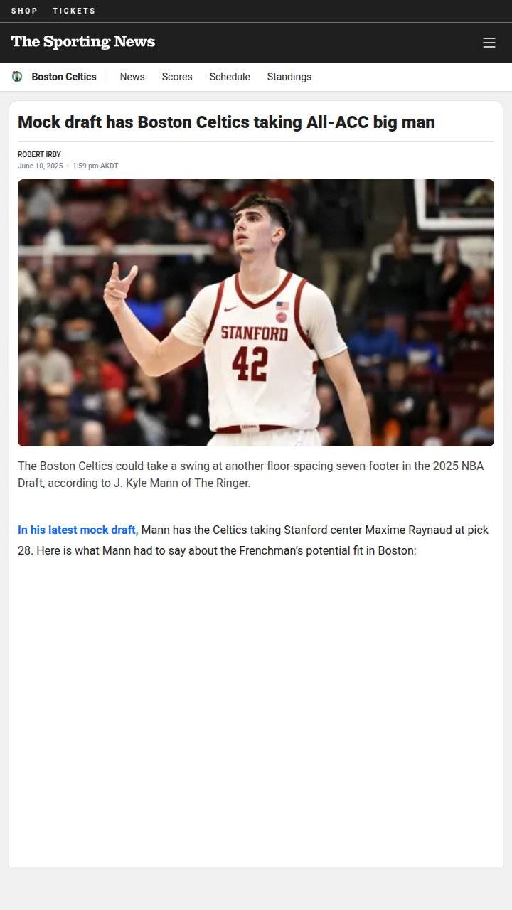 Celtics Eyeing French Big Man for Depth?