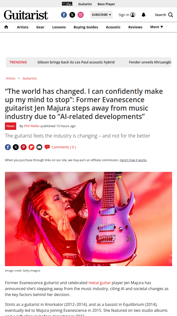 Jen Majura quits music over AI fears 😱
