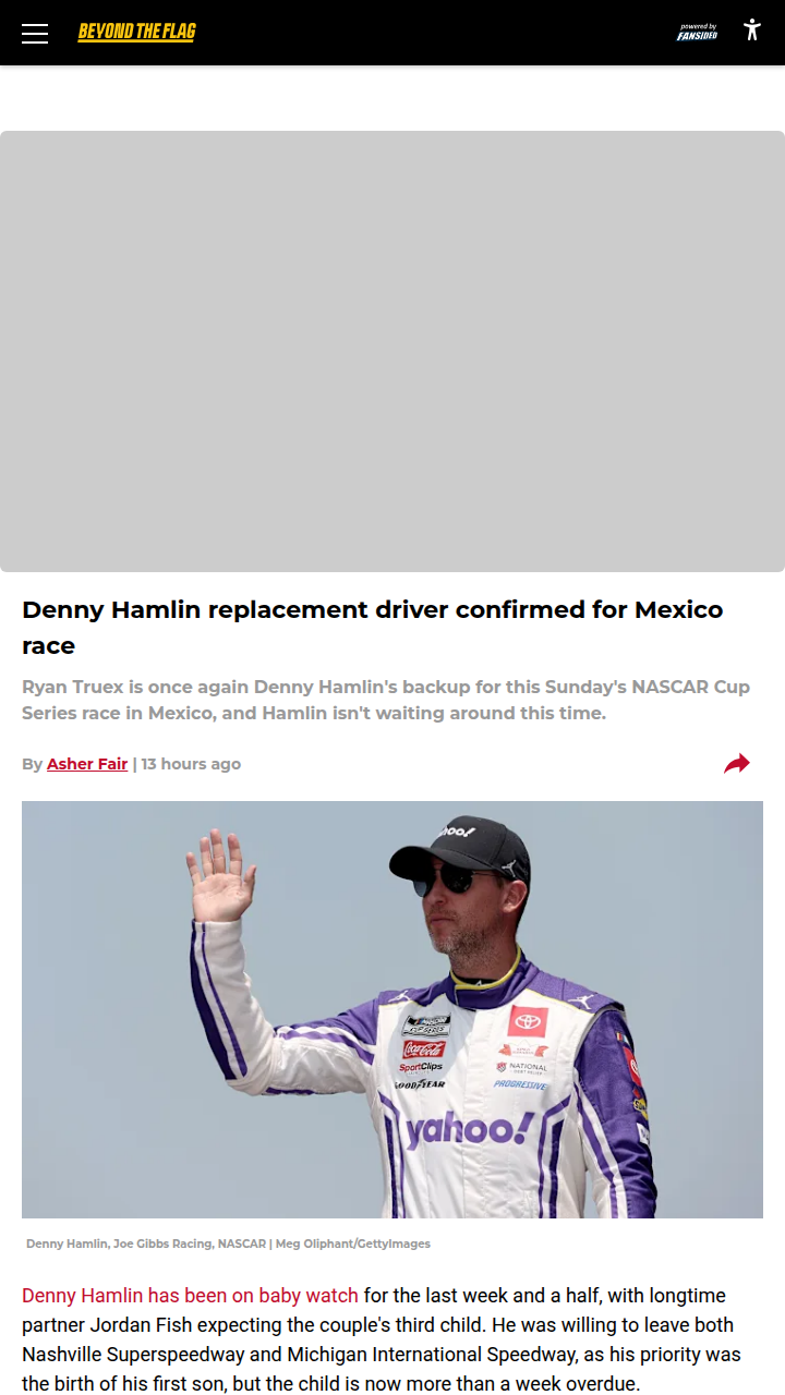 Hamlin’s Baby Watch: Truex Steps In Again