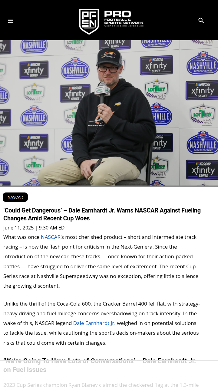 Dale Jr. Sounds Off on NASCAR Fuel Drama