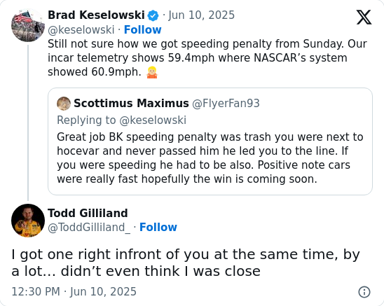 Kes Calls Out NASCAR’s Speeding Call