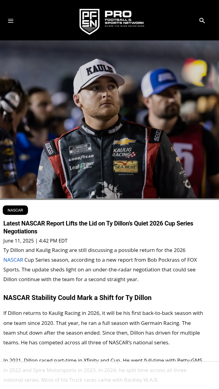 Ty Dillon’s Steady Rise at Kaulig: 2026 Talks