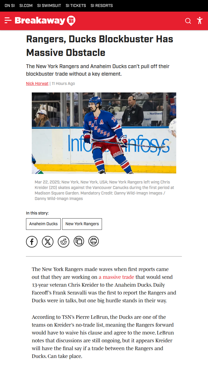 Kreider Trade Drama: Will He Join the Ducks?