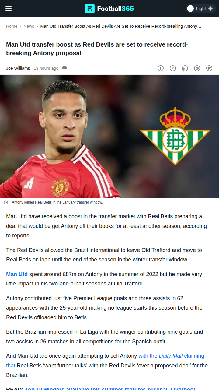 Antony’s Betis Revival: Red Devils’ Dilemma
