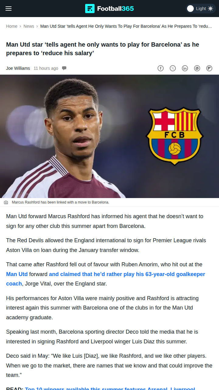 Rashford Eyes Only Barça Move?