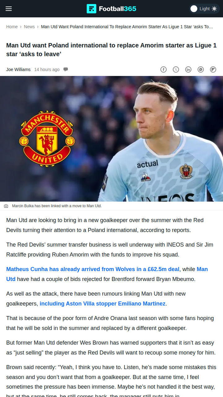 Red Devils Eye Polish Wall Amid Onana Debate