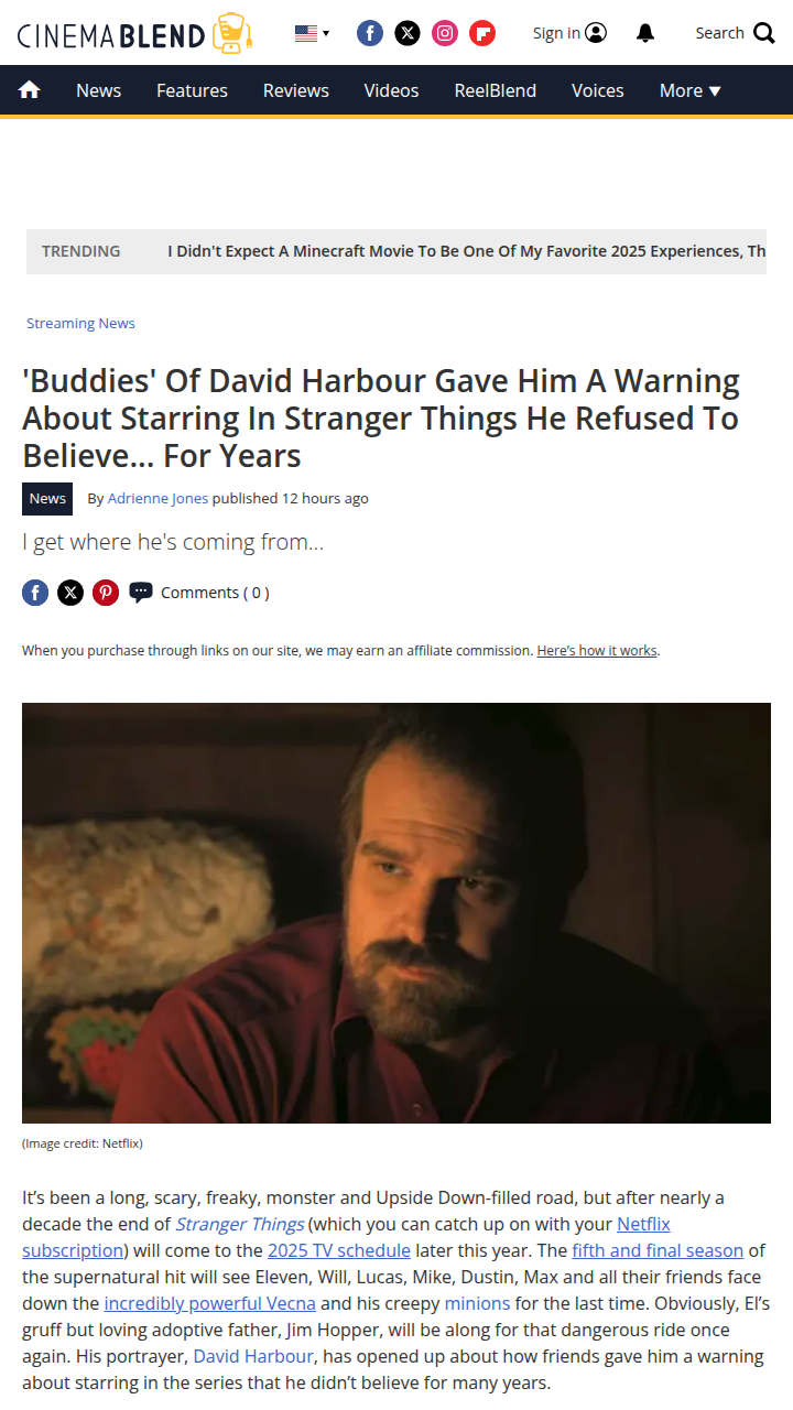 David Harbour Ignored TV Show Warning 😳
