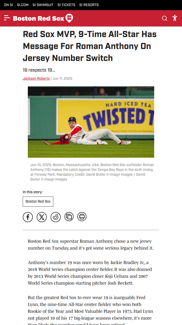 Roman Anthony Rocks #19—Fred Lynn Approves!